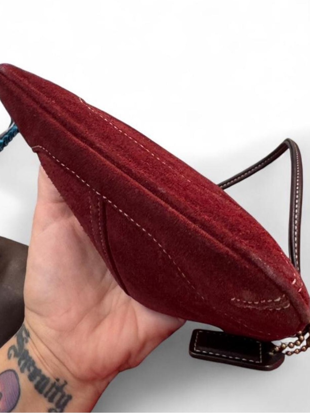 vintage coach burgundy red suede soho hobo wristlet / mini bag 🍷 - Picture 4 of 9